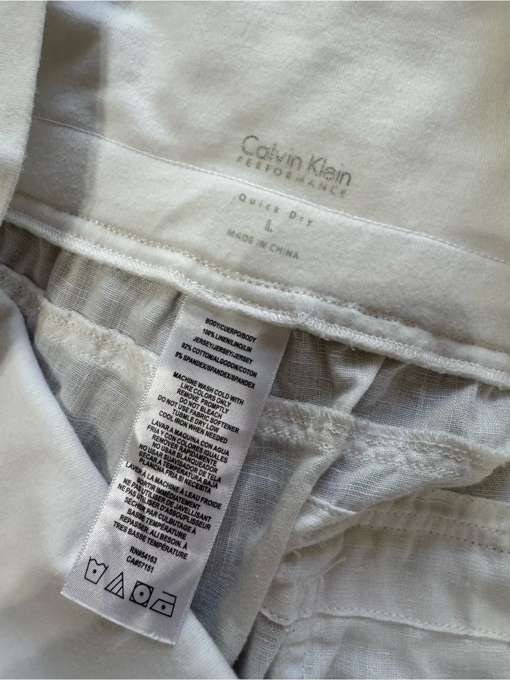 Calvin Klein Performance White Linen Foldover Waist Shorts L